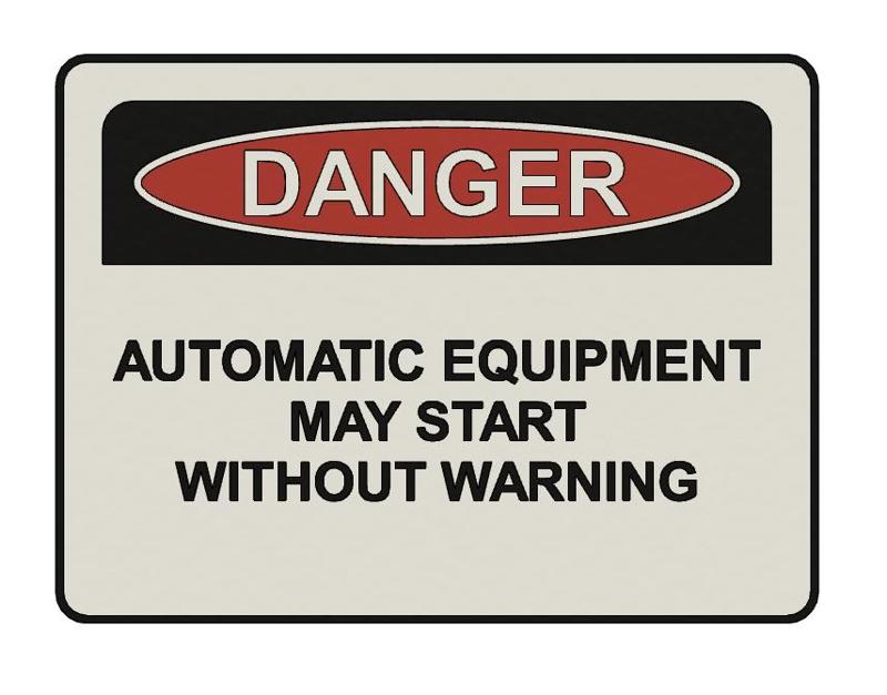 SIGN - DANGER automatic equipment may start wihtout warning