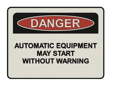 SIGN - DANGER automatic equipment may start wihtout warning