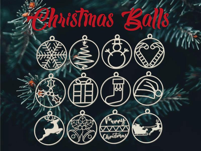 2D Christmas Balls Set