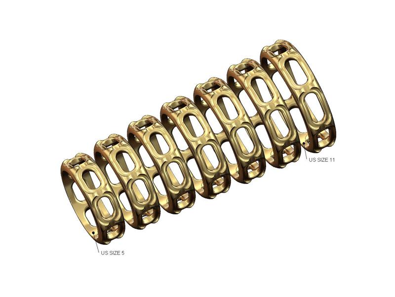 Oblong opening chain link engraved band 3D print model