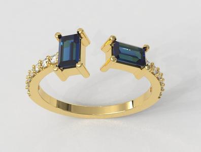 Baguete Gemstone Ring