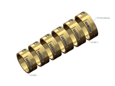 Diamond engraving split band US sizes 6to11 3D print model