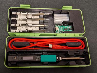 Pinecil v2 Short Tips Case Tools Container with Breakout PCB and 2 slots for 2 small ziplock bags