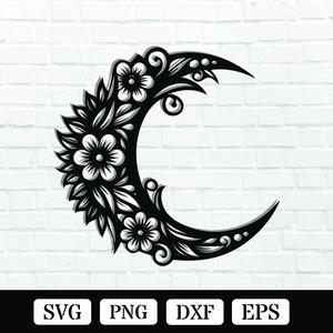Floral Moon Metal Wall Art Laser Cut Files