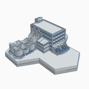 Modern Ruined Building 10 Ruined Food Processing Plant Hex Map Scale HMSMR010
