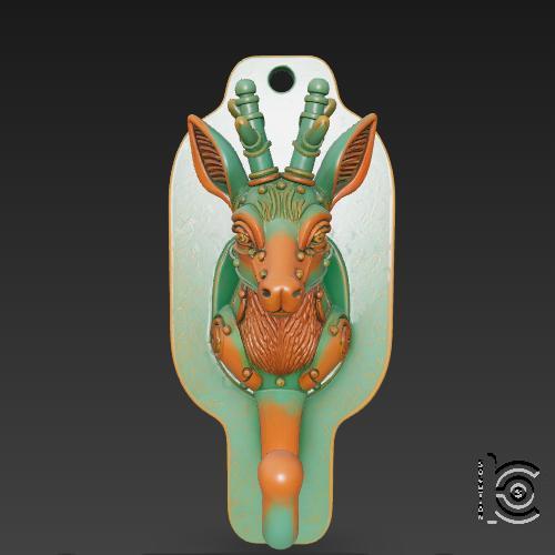 Mecha-Jackalope Wall Hook - 3D Model for Printing