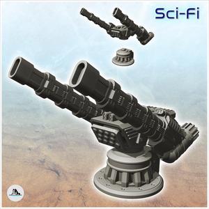 Swivel firing platform with double cannons (4) - Future Sci-Fi SF Infinity Terrain Tabletop Scifi
