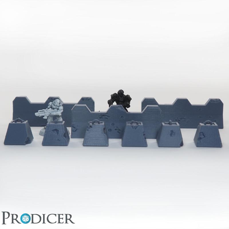 Tabletop terrain concrete barricades and barriers by PRODICER