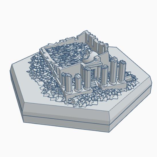 Modern Destroyed Building 7 Courthouse Hex Map Scale HMSMD007