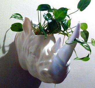 Rhino head planter succulent pot flower vase STL