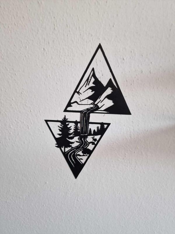 Wall art - mountains & creek with waterfall