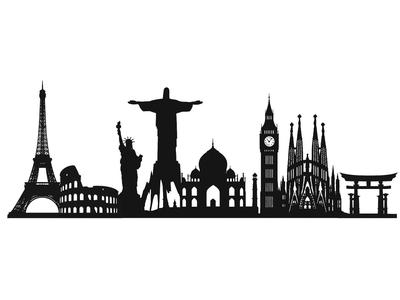 World Landmarks Silhouette Wall Ornament