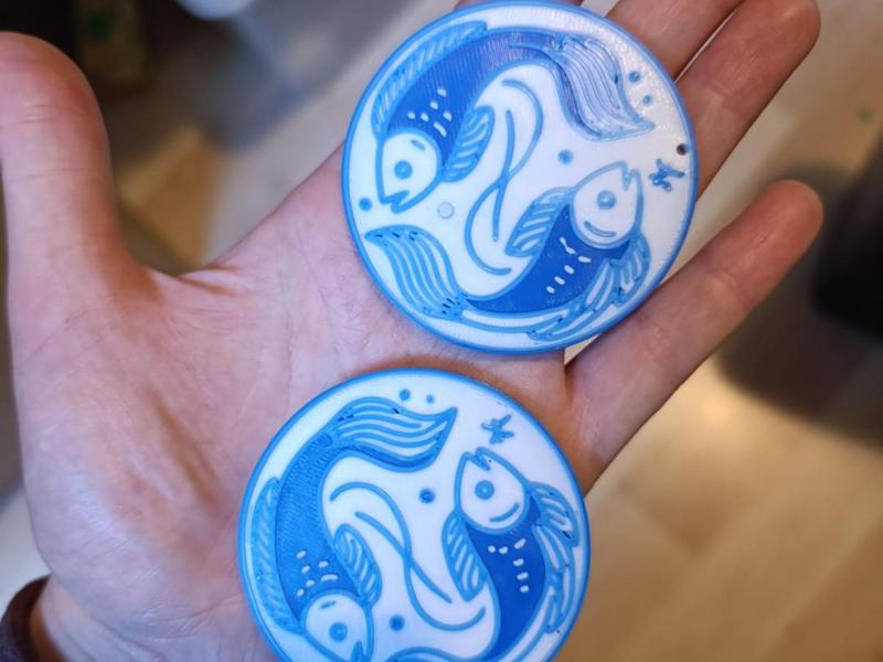 Zodiac sign pisces magnet and keychain 