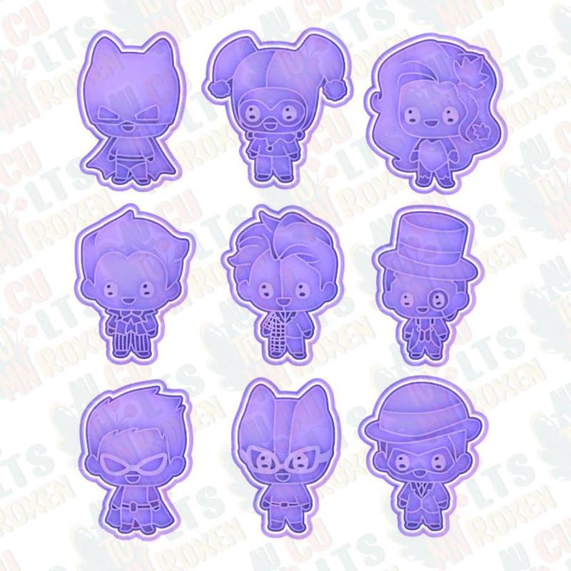 DC characters cookie cutter set of 9