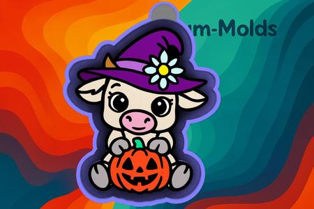 🎃🐮 Witchy Moo – Freshie, Ornament, Resin & Candle Mold