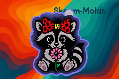 🌼🦝 Daisy Bow Raccoon – Freshie, Ornament, Resin & Candle Mold