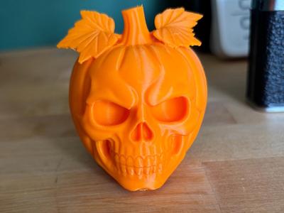 Halloween Skull Pumpkin Sculpture