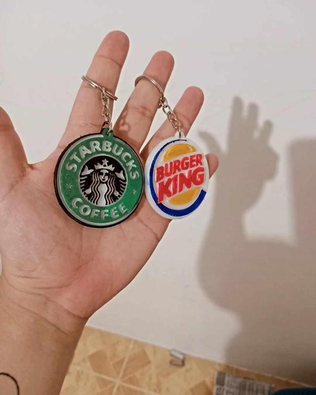 Starbucks and burger King keychains