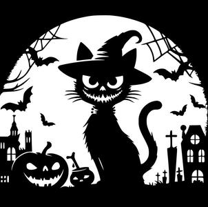 Wall art: Cat and pumpkin (1)