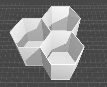 Triple hexagonal desk organizer