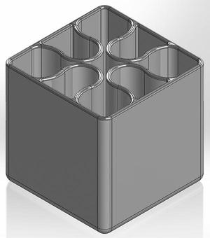 Square pencil case with dividers in the shape of a wider flower