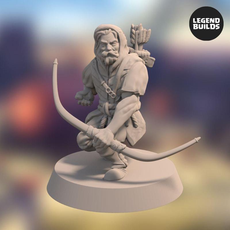 Acenii Barbarian Archer - Pose 3 - 3D printable miniature - STL file