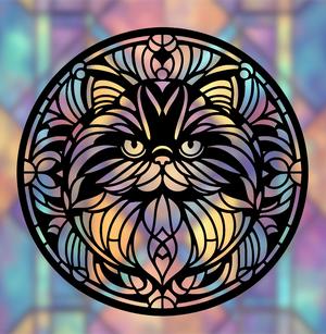 Persian Cat Mandala Art – 2D geometric wallart (Stained Glass Style)