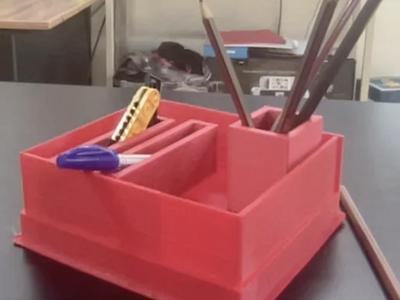 Red desk organizer