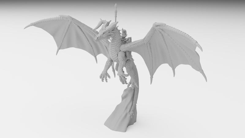 Dark Elf Black Dragon Miniature (32mm, modular)