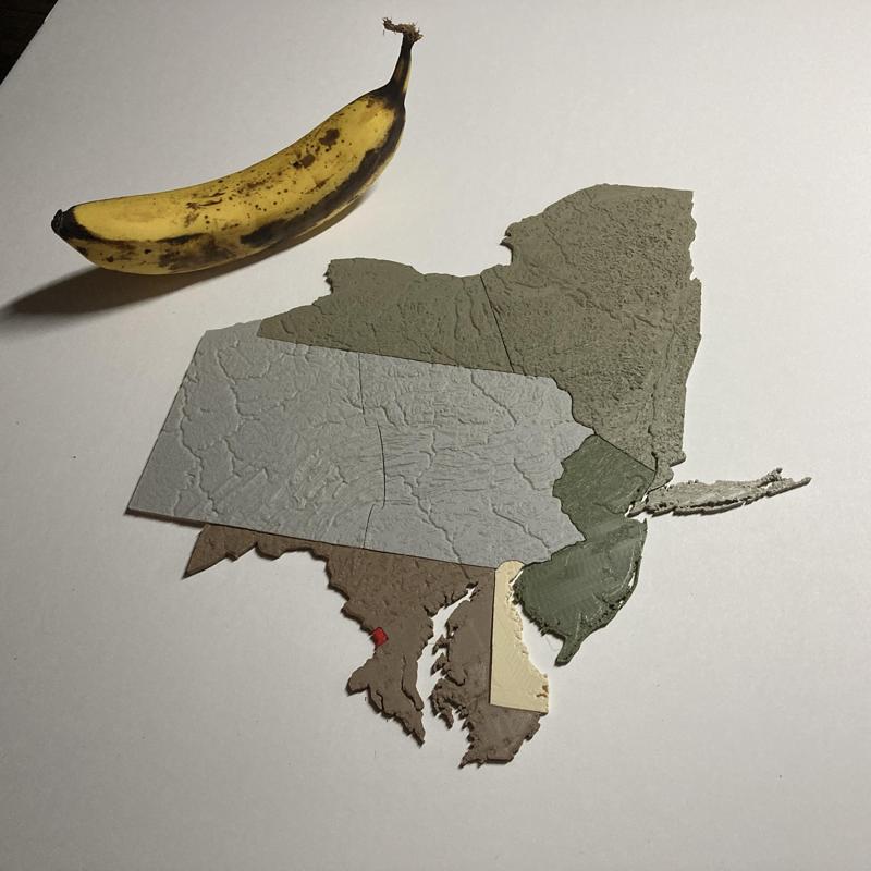 New York, USA (NY) Topographic Map with Rivers