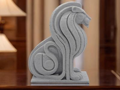 Majestic Geometric Lion  Modern Artistic Sculpture