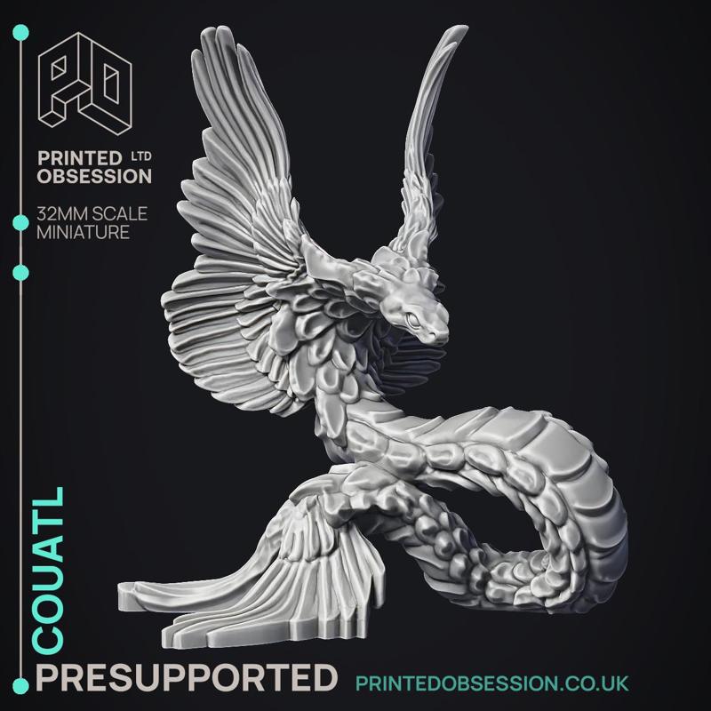 Couatl - Celestial Creature - PRESUPPORTED - Heaven Hath No Fury - 32mm scale