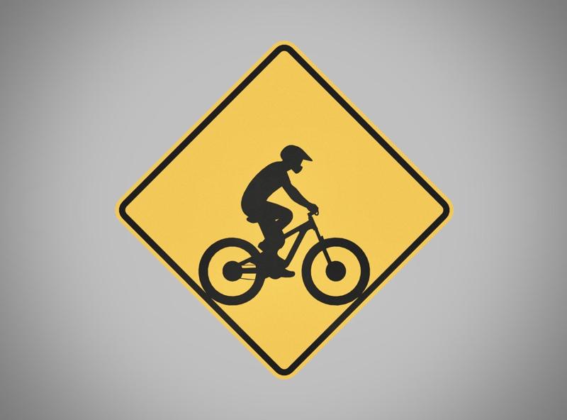 Mountain Biker Road Signs