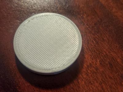 ABS flat surface test print. Poker Chip Shape
