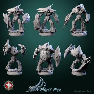 Crysalith Guardians set 6 miniatures 32mm pre-supported + Dnd 5e stat block