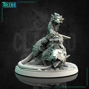 (0143) Male goblin leader warrior rat rider with a sword or knife