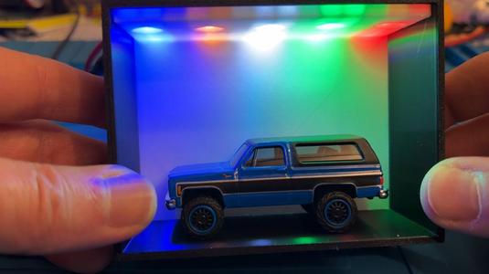 1/64 scale model car display with 5mm led lighting