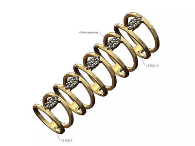 Triangular diamond cluster open ring US sizes 6to10