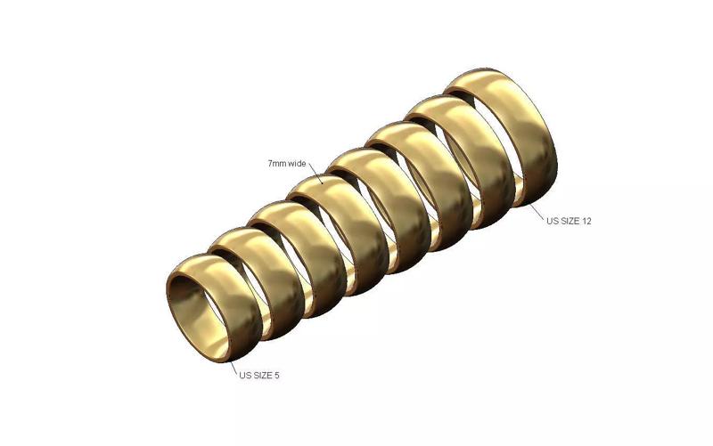 7mm wide comfort fit rounded wedding band US sizes 5to12
