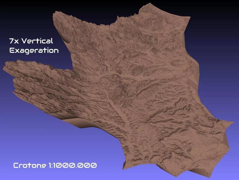 Italy 3D Map of Crotone Provice 1 to 1000000