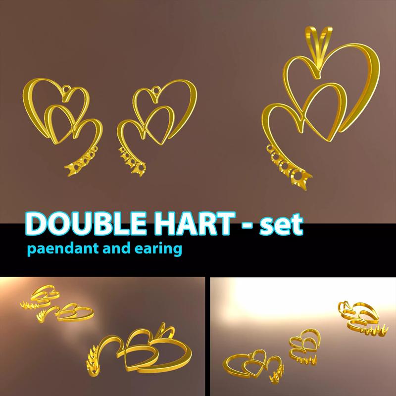 Double Hart pendant and earring set