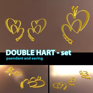Double Hart pendant and earring set