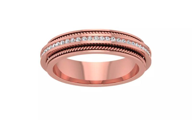 Rope Design With Channel Set Round Cut Wedding Band 3dm STL