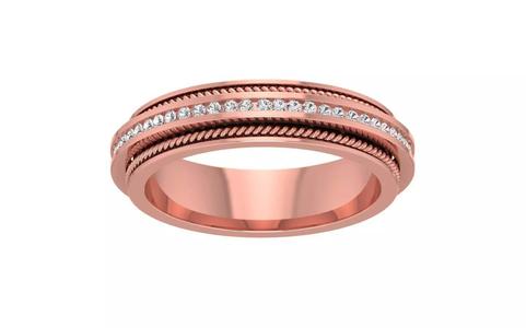 Rope Design With Channel Set Round Cut Wedding Band 3dm STL