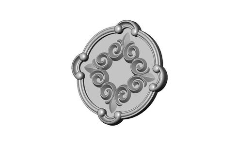 Round scroll floral ornament rosette carving