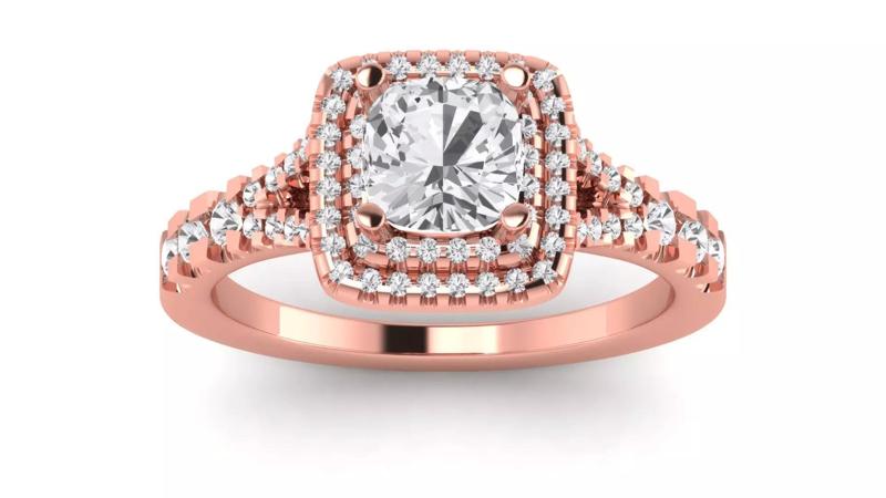 Solitaire Wedding Engagement Women Ring Double Halo Ring