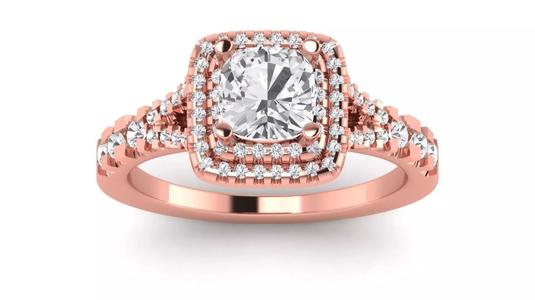 Solitaire Wedding Engagement Women Ring Double Halo Ring