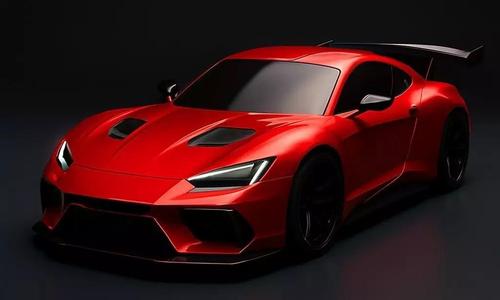 High Performance Red Sports Car  Realistic 3D Model