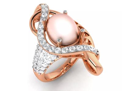 Women Pearl Ring 3dm render details