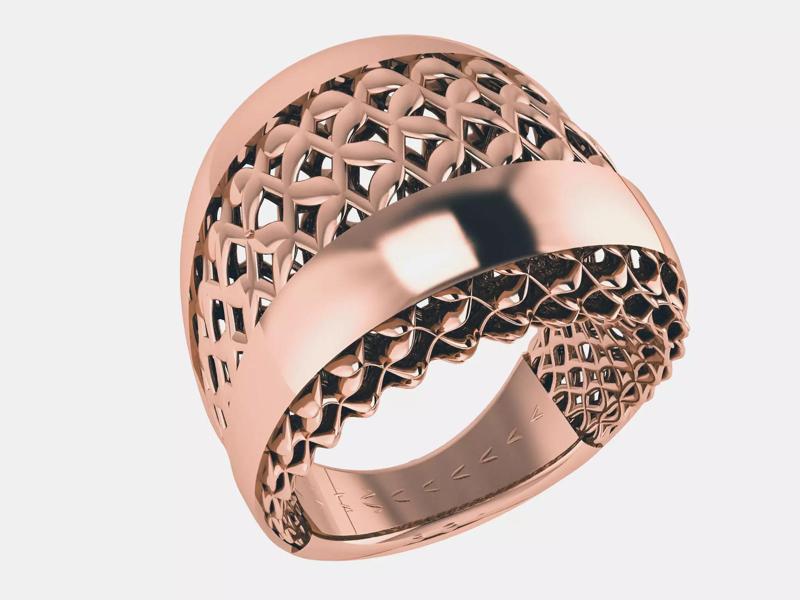 Flower Wire Mesh Plain gold ring